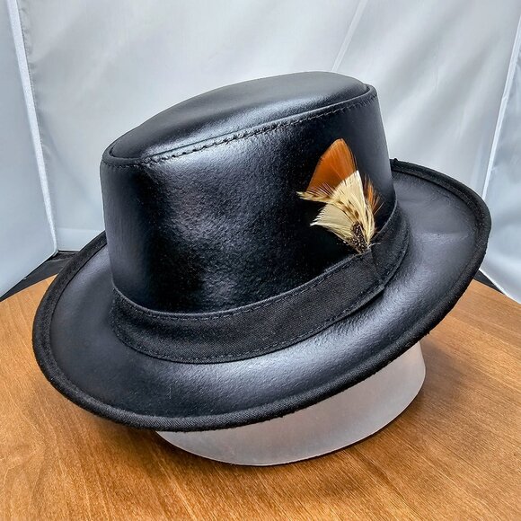 Soho Trilby Black Leather Fedora Hat | American Hat Makers | NWT | Small 6 7/8 - Picture 1 of 9
